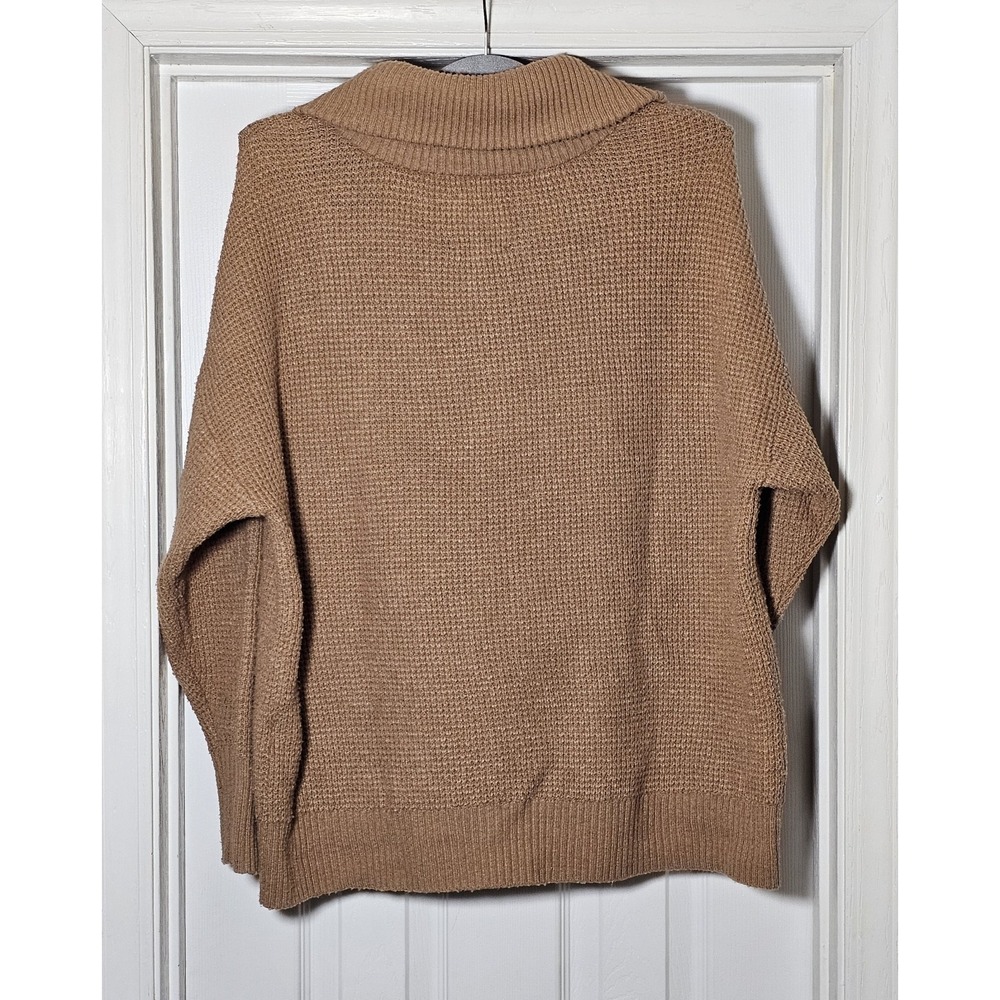 Aerie Cozy Up Waffle Quarter Zip Sweater Oversized Mock neck Top Woman's Size S - Picture 3 of 6